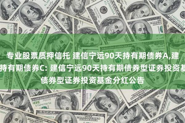 专业股票质押信托 建信宁远90天持有期债券A,建信宁远90天持有期债券C: 建信宁远90天持有期债券型证券投资基金分红公告