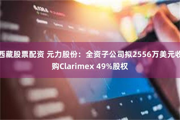 西藏股票配资 元力股份：全资子公司拟2556万美元收购Clarimex 49%股权